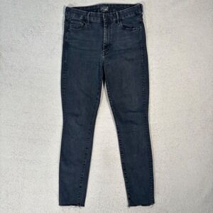 Mother‎ High Waisted Locker Ankle Fray Jeans Blackd Size 29 Raw Hem Skinny Denim